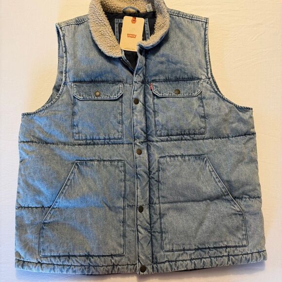 Levi’s Quilted Denim Puffer VestSherpa CollarFully LinedMen’s XLNWT